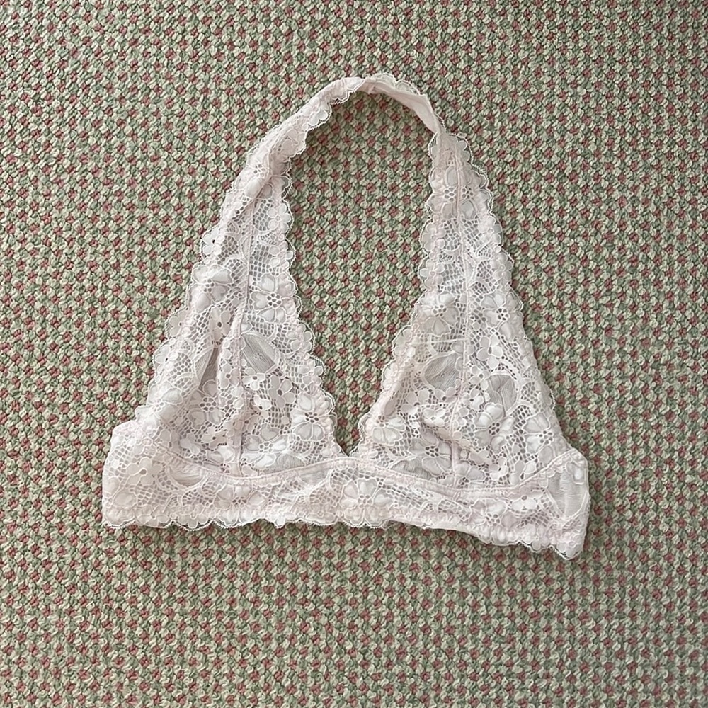 Baby pink lace bralette